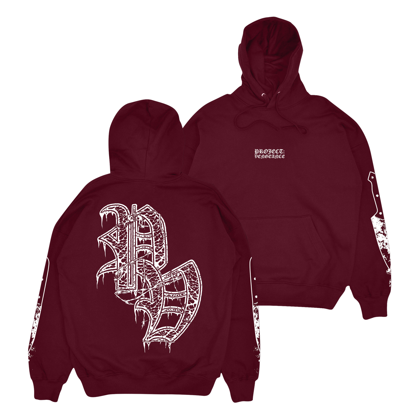 EMBROIDERED VENGEANCE HOODIE (BURGUNDY) *PRE-ORDER*